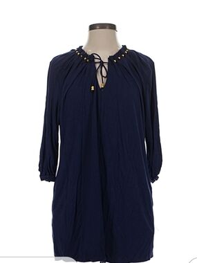 La Blanca Navy Tie-Neck Embellished Women's Beach Dress